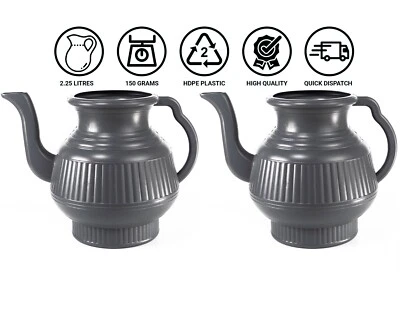 RFL 2 jarras modernas de lavado de inodoro Bodna Lota 2,25 litros HDPE gris y gris