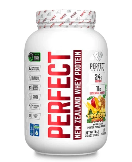 Perfect Sports PERFECT Nueva Zelanda Proteína de Suero Piña Mango 1.6lb NUEVO Foto 1 de 2