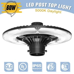 60W LED Post Top Light Outdoor Circular Area Pole Fixture With Photocell 8400LM - Picture 1 of 12