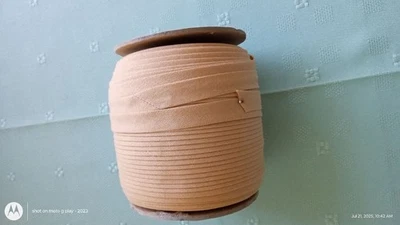 bias tape spoo1, 144 yards, beige cotton, single-fold, 5/8" wide - Image 1 of 3