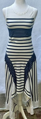 Jean Paul Gaultier	Sport-Stripe Navy/White Handkerchief-Hem Tank Dress Small - Image 1 of 4