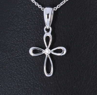 Wert 350 € Brillant Anhänger Kreuz (0,01 carat) 585 14 Karat Weiß Gold - Bild 1 von 4