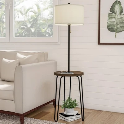Floor Lamp with Table - Mid-Century Modern Nightstand or Side Table with USB ... - Image 1 of 4