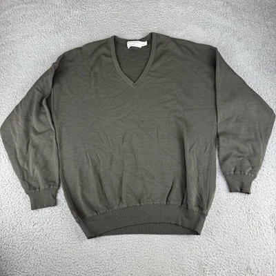 Suéter de punto St Croix para hombre grande gris marrón manga larga 100 % lana hecho en EE. UU. Foto 1 de 4