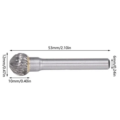 Ball Shape Burrs File YG8 Alloy Double Cut Woodworking Carving Bit For Tool M PS - Image 1 of 4