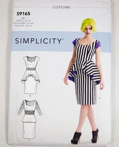 Simplicity Pattern 9165 Lady Beetlejuice Costume Peplum Dress Size 6-14 - Picture 1 of 3