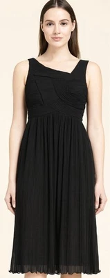 Vestido de Coquetel Donna Ricco Preto Micro Plissado - Tamanho 8 - MSRP $138 Festa - Imagem 1 de 4