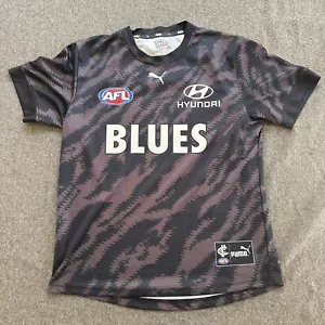 AFL Warm Up Tee Shirt - Carlton Blues - Youth - T-Shirt Size 14 - Picture 1 of 16