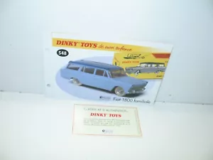 1 fiche + certif. DINKY TOYS ATLAS repro ref 548, Fiat 1800 familiale - Bild 1 von 1