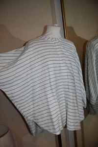 MASAI Ivory Green Gold Striped Tunic Blouse Shirt 14 16 Oversized Wide Linen Mix - Picture 1 of 16
