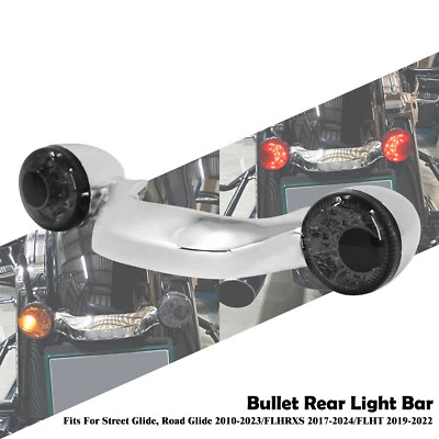 Chrome Rear Turn Signal LED Light Bar Smoke Lens For Harley 2010-2023 Road Glide - Image 1 of 4