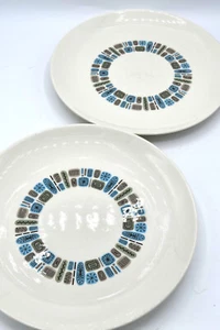 Vintage 50s 60s Canonsburg TEMPORAMA  ATOMIC Dura-Gloss Plates Set 2 Blue Green - Picture 1 of 3