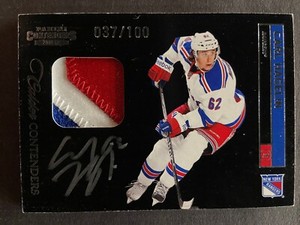 2011-12 Playoff Contenders 3 Color Rookie Patch Autograph #219 Carl Hagelin /100