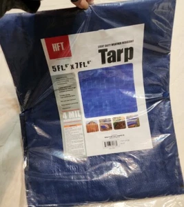 HFT Light Duty 4 Mil Weather Resistant Tarp 5 x 7 Weather Resistant Blue 69136 - Picture 1 of 5