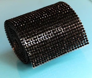 Hotfix JET Mesh Strassband SS8 Borte 7,8cm 24 Reihen zum Aufbügeln schwarz black - Picture 1 of 7