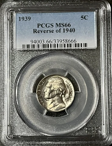 1939 Jefferson Nickel Reverse of 1940 💥 PCGS MS66 💥 Cover