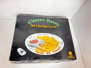 Vintage Halloween Ceramic Hand Chip Dip Party Platter Plate RARE, Complete! - Picture 1 of 13