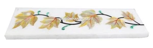 12"x4" Marble Inlaid Gemstone Leaves Mosaic Kitichen Wall Tiles Home Decor H577 - Foto 1 di 6