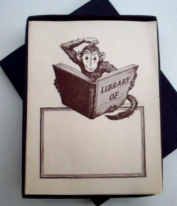 Lot of 58 Monkey reading book unused book plates - Picture 1 of 4