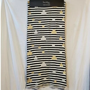 Nicole Miller Home Table runner Stripes with silver and gold hearts - Picture 1 of 3
