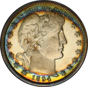 1894 Proof Barber Half Dollar PCGS PR64, Amazing Peripheral Tone, Eye Appealing! - Picture 1 of 4