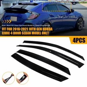For 2016-21 10th Gen Honda Civic 4 Door Sedan Window Visors Sun Rain Guards Vent - Picture 1 of 13
