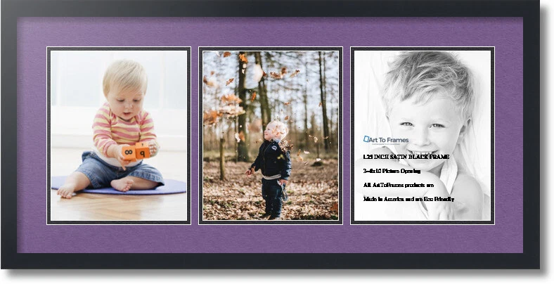 Коврик для коллажа ArtToFrames фоторамка - 3 отверстия 8x10 дюймов матовый черный 25 - Изображение 1 из 1