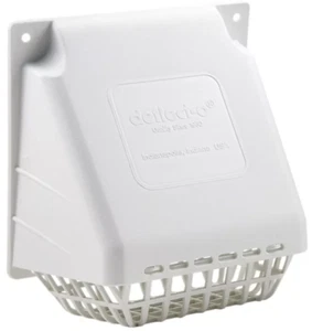 4" Deflecto Dryer Air Vent Hood White Exhaust Fan Cover Wide Weather-Resistant - Picture 1 of 1