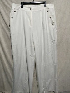 Venus Pants Women's sz 22 White straight Leg Back Button Detail Sides - Picture 1 of 9