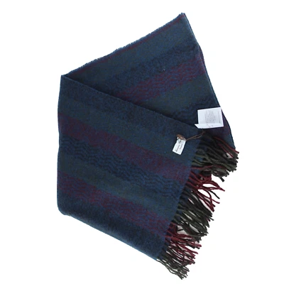 Aurora Paci новый темно-синий бордовый зеленый бахрома 100% шерсти шарф - Изображение 1 из 4