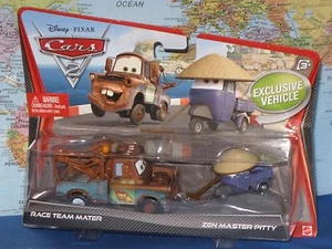 DISNEY PIXAR CARS 2 RACE TEAM MATER & ZEN MASTER PITTY 2 PACK ***BRAND NEW*** - Picture 1 of 6