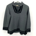Soft Surroundings Size S Gray Runway Wool Velvet Trim Tunic Sweater Pullover Top