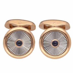 Authentic FABERGE Sapphire Cufflinks K18 750 PG WG Pink Gold White Gold GERMANY# - Picture 1 of 7