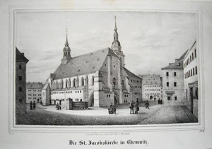 Chemnitz St. Jacobskirche Sachsen alte Lithographie aus Saxonia 1835-1841 - Picture 1 of 1
