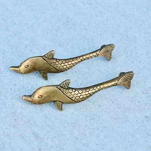 FISH Maniglia per Armadio, 1pz Rustico Ottone Cassetto Porta Tirare Vintage Comò Ferramenta - Foto 1 di 11