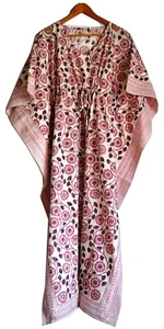Hand Block Print Cotton Regular Size Long Kaftan 52 Inches Dress Summer 2k25 - Picture 1 of 6