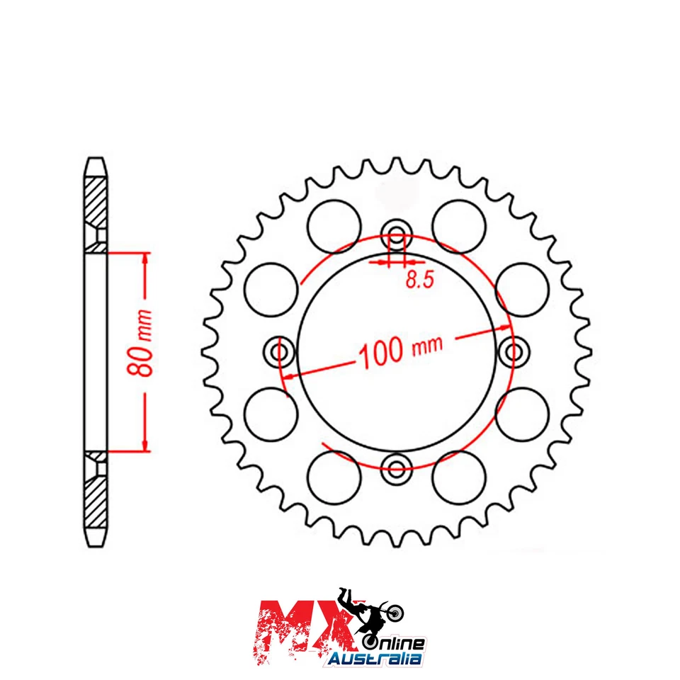 Piñón trasero MTX 50T para Honda CRF100F 2008-2011 >428  Foto 1 de 1