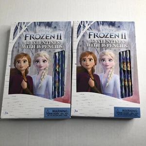 Disney Frozen 16 Valentine’s Day Cards with 16 Pencils Lot Of 2 New NIP Elsa - Picture 1 of 11