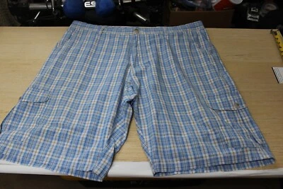 Pantalones cortos cargo Age of Wisdom para hombre 42 azul algodón a cuadros Foto 1 de 4