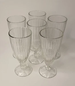 Cristal D’Arques-Durand Quadro Milk Shake Iced Tea Glasses Footed French Set-6 - Picture 1 of 8