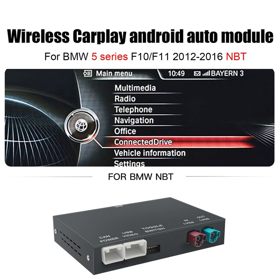 Wireless CarPlay Android Auto module For BMW 5 series F10/F11 2012-2016 NBT Foto 1 de 4