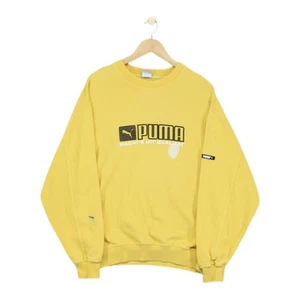 Vintage Puma Leeds United Sweatshirt Mens Size L Yellow Elland Road 90s - Picture 1 of 15