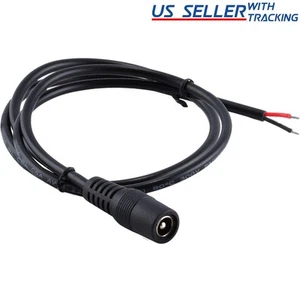 3ft 5.5x2.1mm Female DC Power CCTV Pigtail Cable 18AWG Copper Wire 5V 12V 24V - Picture 1 of 4