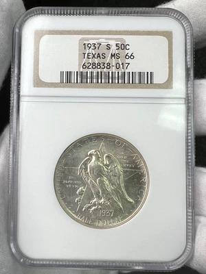 1937-S Texas Centennial Commemorative Silver Half Dollar .50c Coin NGC MS66 - Image 1 of 4