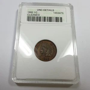 1882 P ANACS Soap Box UNC Details - Indian Head Penny Cent 1c Coin #55571A - Picture 1 of 4