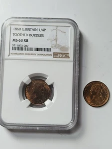 Great Britain United Kingdom Farthing 1860 TB NGC MS63RB 1878 mint lustre video - Picture 1 of 10