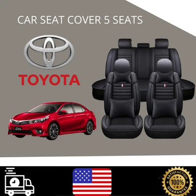 For All Toyota Corolla Car Seat Cover 5 Seats Full Set Waterproof Faux Leather - Image 1 of 4