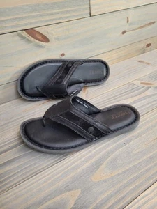 BORN Men's BlackLeather Flip Flop Sandals 12/45 Style H54503 Mens Leather Sandal - Picture 1 of 7