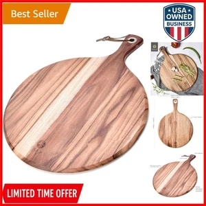 Acacia Wood Pizza Peel 10 Inch Serving Board with Handle Multitask - Picture 1 of 9