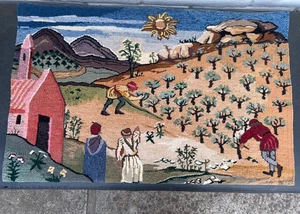 ÄGYPTISCHER HANDGEWEBTER GOBELIN WANDBEHANG-VOLKSKUNST ÄGYPTEN-WOLLE KELIM TEPPICH-APPLIKATION - Bild 1 von 17